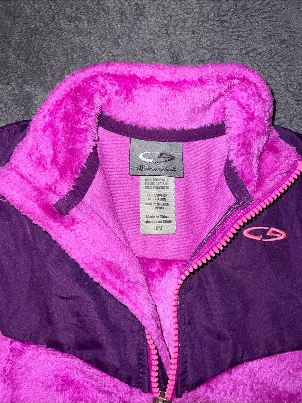 Champion Girls' Bright Pink and Deep Purple Fleece Jacket